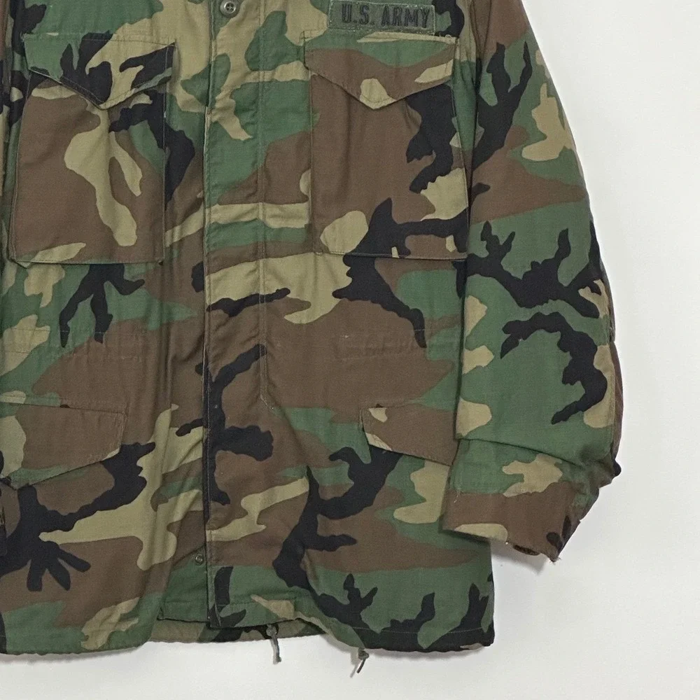 VTG 1974 US Army M-65 Field Jacket S Woodland Camo Coat Liner Military Tactical